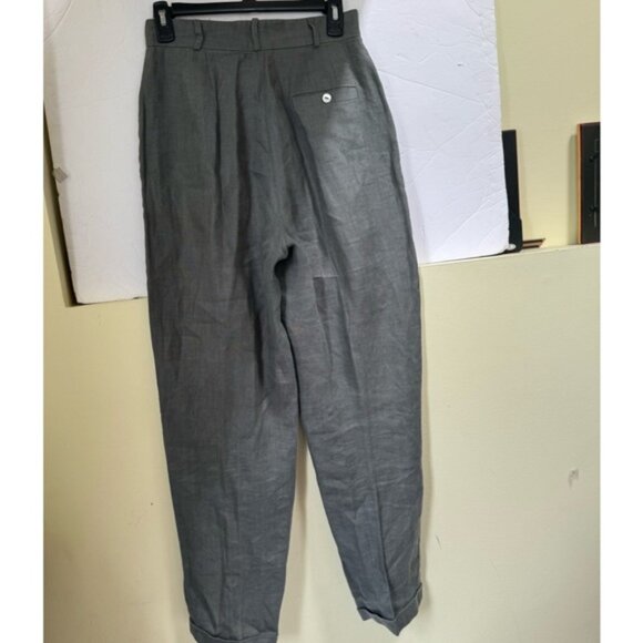 Liz Claiborne Vintage Linen High Waist Pants Cuffs Straight Tapered Leg Pockets - Picture 3 of 16
